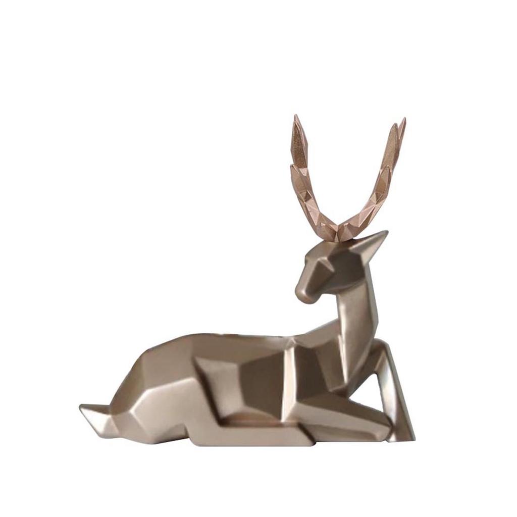 2 Stück Moderne Harz Hirsch Statue Skulptur Heim Desktop Schrank Ornamente Dekoration (golden)
