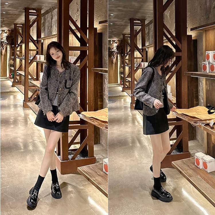 Cowhide version~ platform loafers JK wind 2025 autumn and winter new small leather shoes women's metal lock