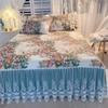 Luxury American Floral Bedding 100% Cotton Quilted Lace Ruffles Bed Skirt Mattress Cover Bedspread Pillowcases Nordic Size 1/3Pc