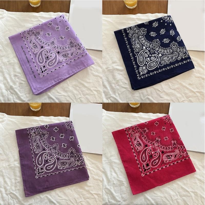 Square Cotton Cashew Flower Print Bandana Unisex Head Wrap Decorative Head Scarf For HipHop Dancing and Street Wear