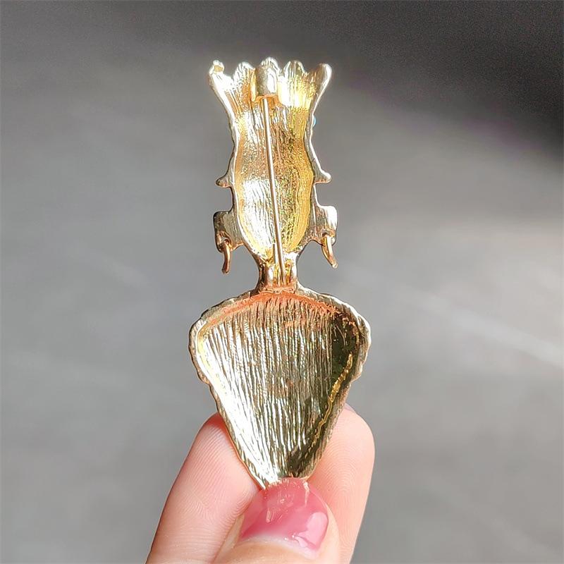 Black Head Tribal Chieftain Brooch Exotic Egyptian King Medieval Gemstone Pin Women'S Vintage Corsage