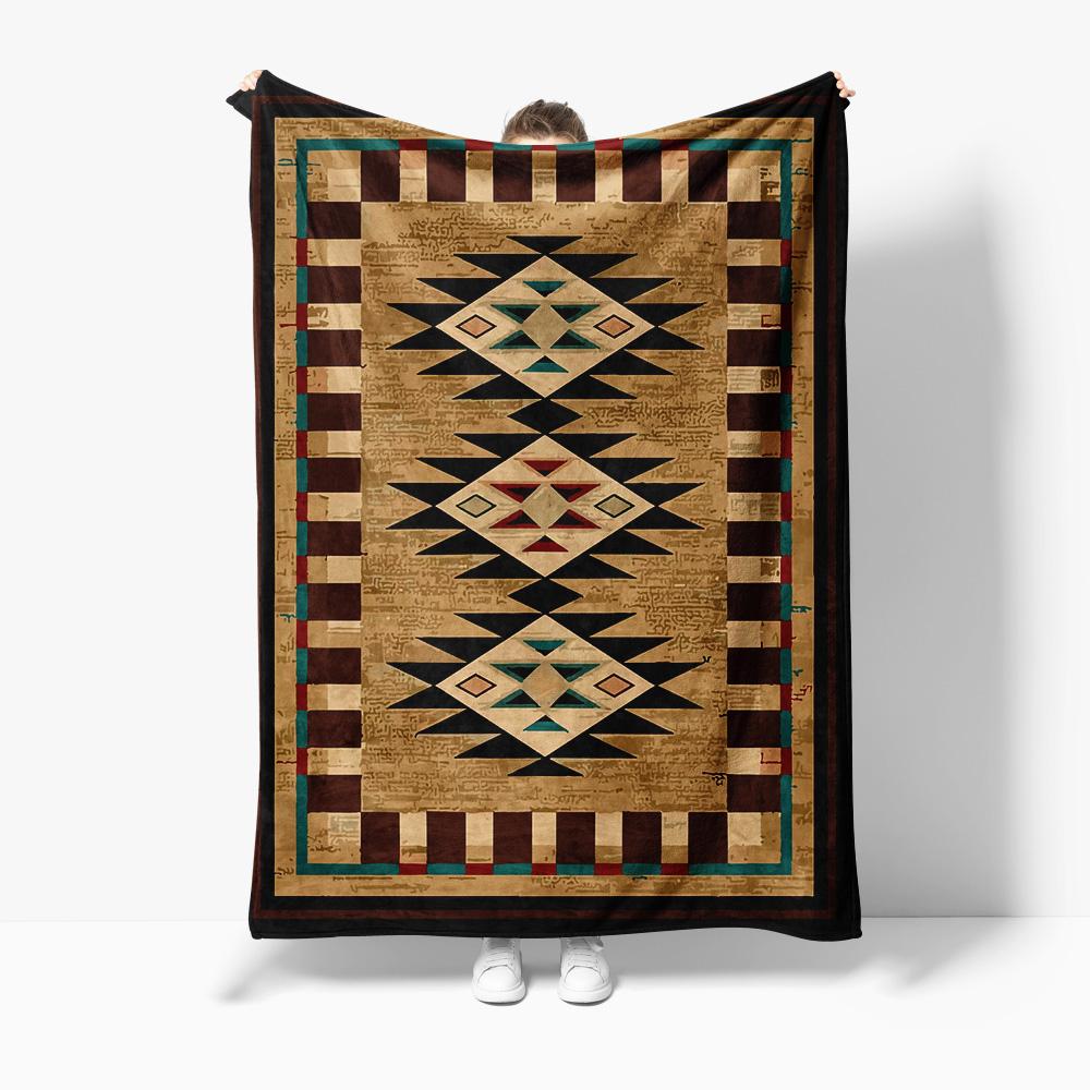 Vintage Ethnic Navajo Tribal Blanket Throw Sofa Bed Cover Decorative Rug Pattern Cushion Gift 75X95CM