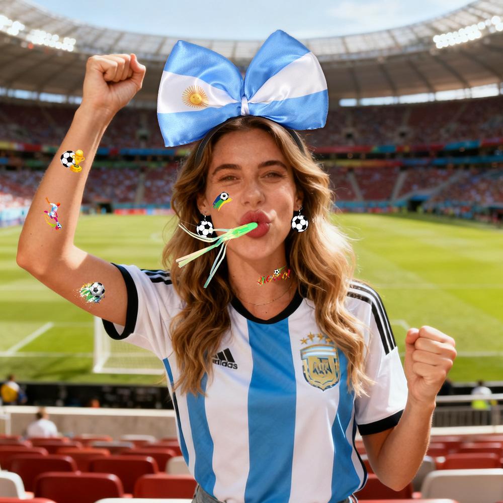 World Football Match Cheer Set, Multi-Country Flag Headband & Badge, Fans Cheering Accessories