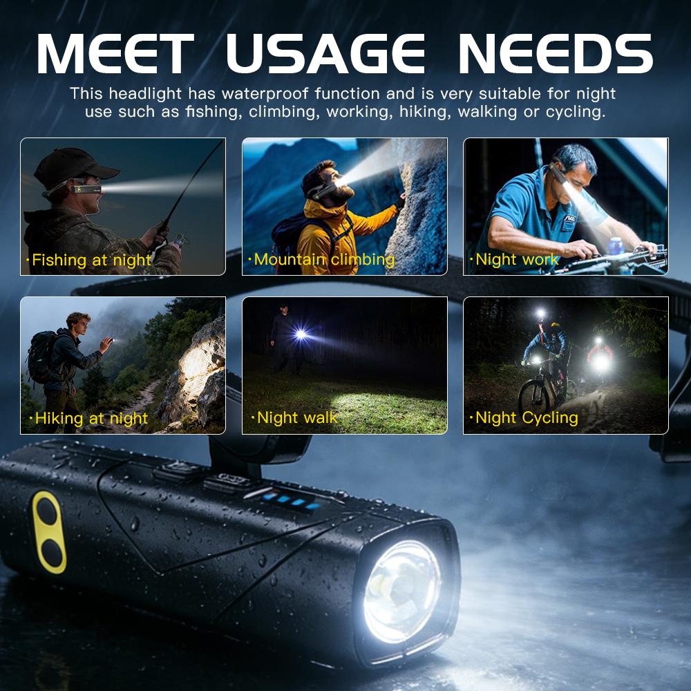 LED Hanging Ear Headlight USB Charging Motion Sensor with 5 Modes Detachable Flashlight for Fishing, Running, and Maintenance Work