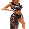 European & American Print Ruffle Swimsuit: Women’s Mesh Skirt Bikini 3-Piece Set (2025 Edition)