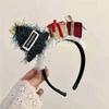 Vibrant Colors Reindeer Hairband Plush Texture Holiday Headwear  Winter Celebration