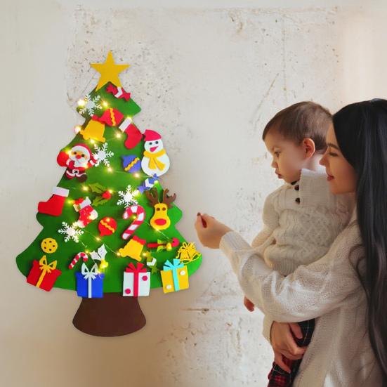 DIY Felt Christmas Tree Set for Kids Toddlers Wall Hanging Christmas Tree Craft Kits