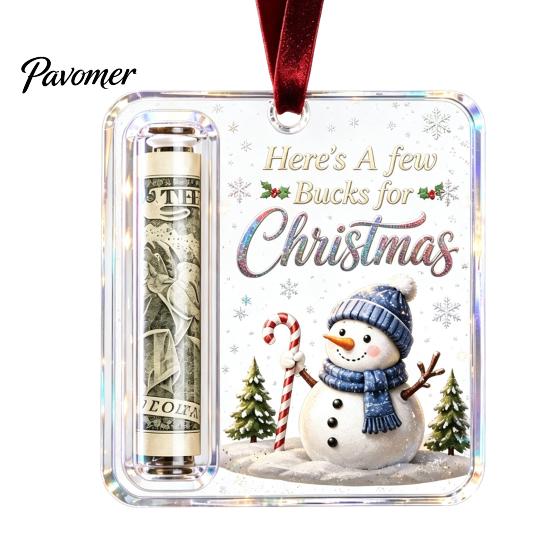 Gift Card Holder for Christmas Tree Cash Ornament, Clear Acrylic Money Holder, Holiday Xmas Hanging Decoration, Funny Ways to Christmas, Birthday