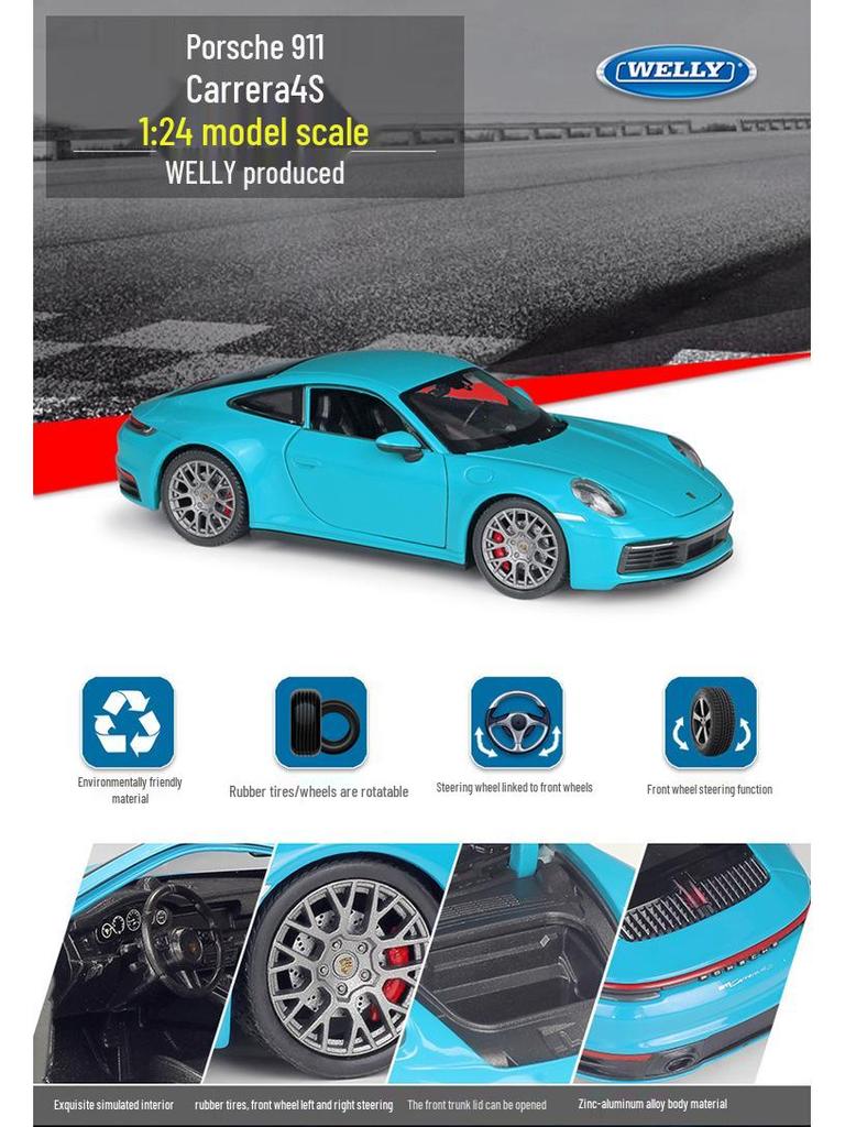 Welly 1:24 Porsche 911 Carrera 4S Alloy Model Toy Car