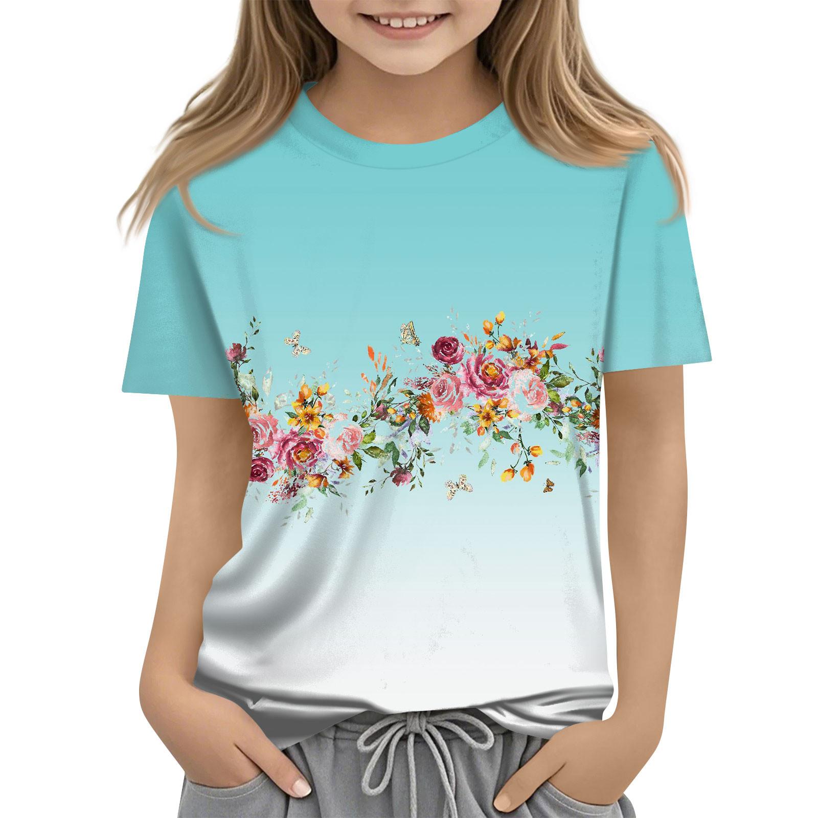 

Детская модная повседневная футболка с коротким рукавом и круглым вырезом 120 светло-синий