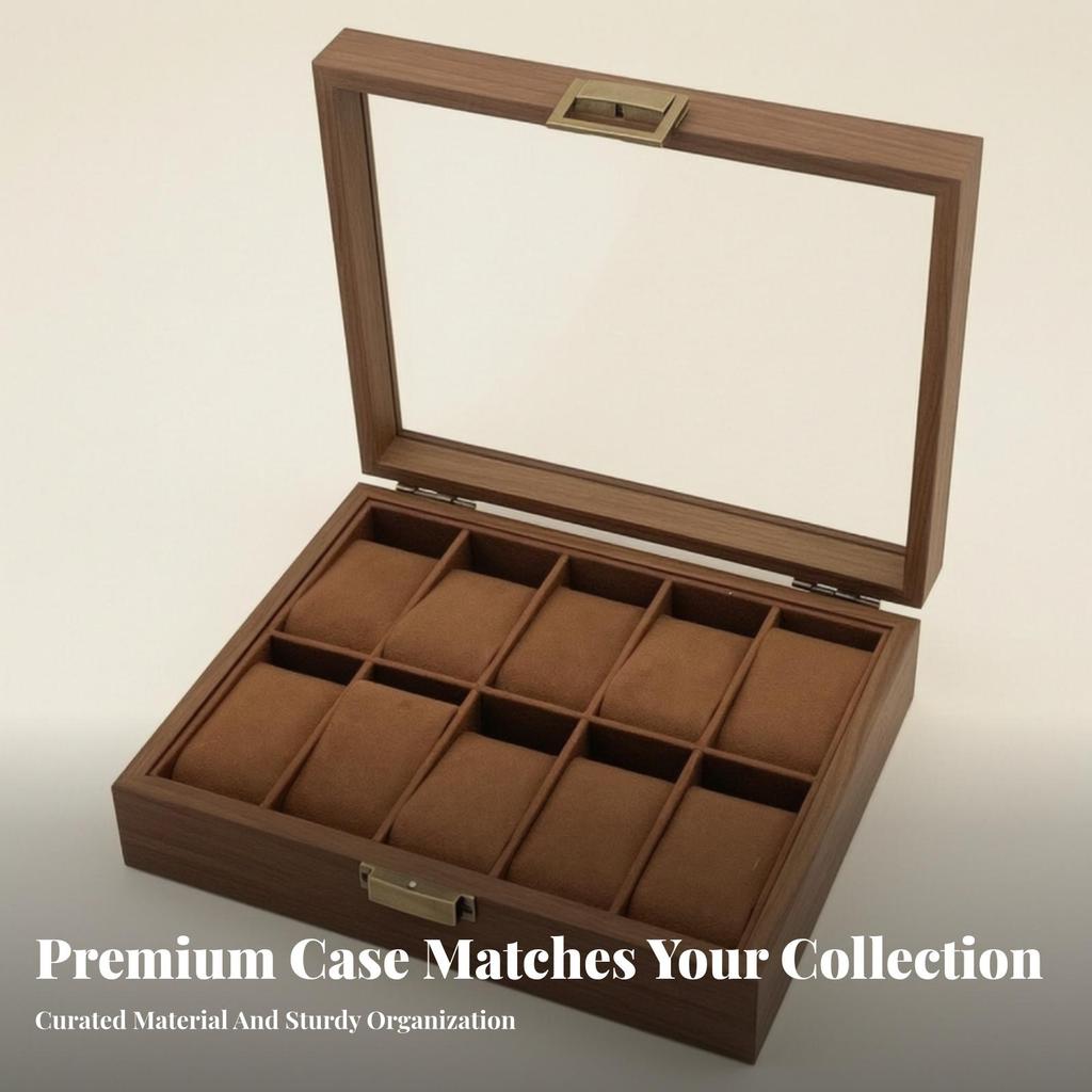 Wooden Watch Box with 10 Slots Soft for Collectors