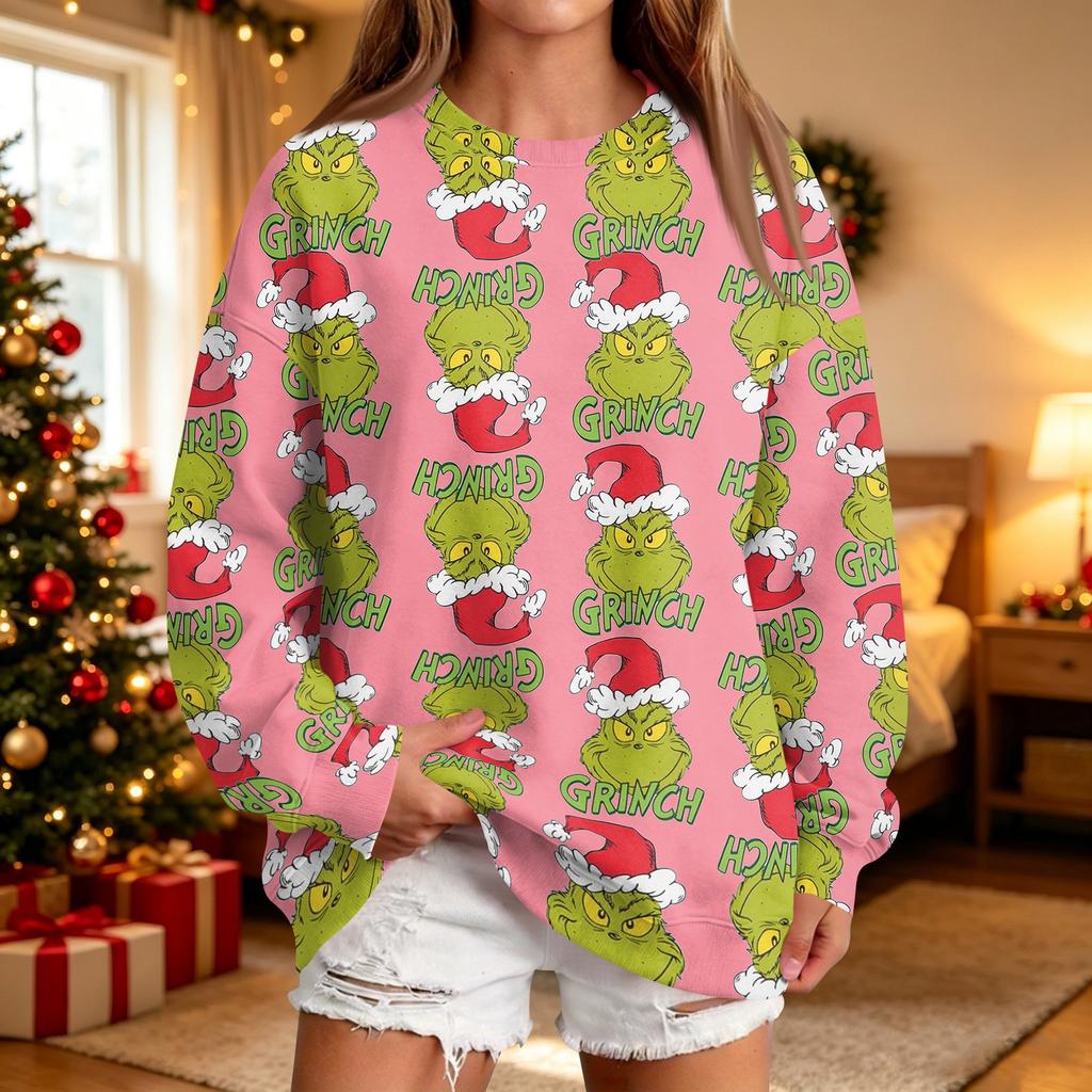 Women's Casual Christmas Print Neck Pullover Sweatshirt