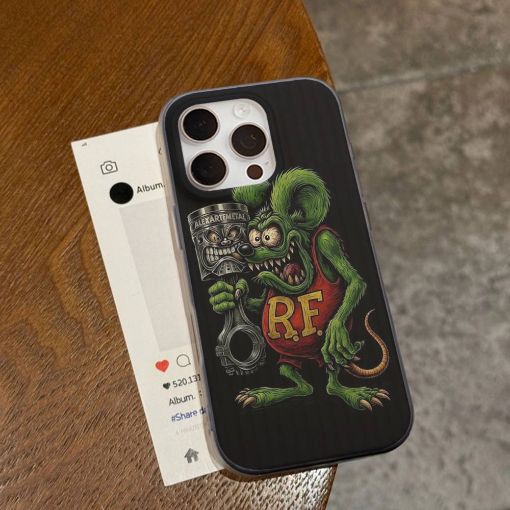 Funny Rat Fink For IPhone 15 16 17 14 13 12 11 Pro Max 16E 16 Plus 17 Air Corrugated Shockproof Phone Cover