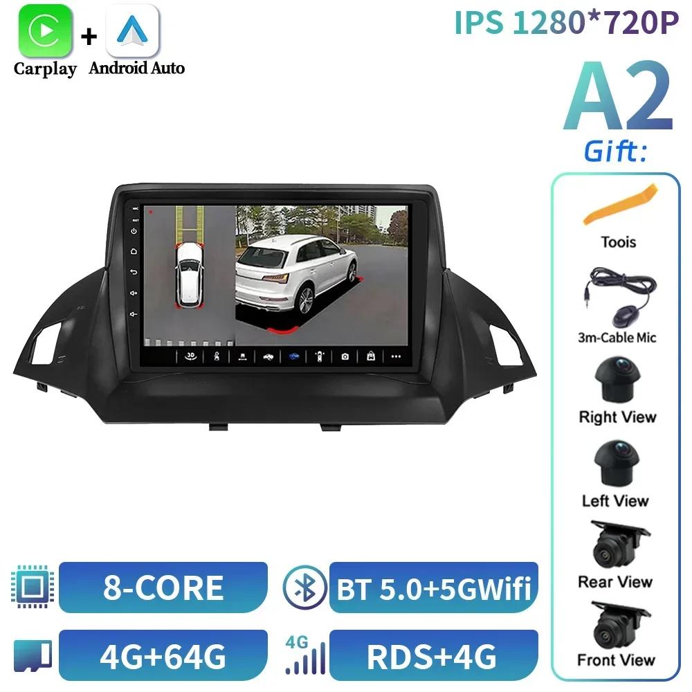 For Ford Kuga 2 Escape 3 2012-2019 Car Radio Wireless Bluetooth Carplay Android 14 Multimedia GPS Navigation Touch Screen Stereo