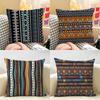 Vintage Geometric Stripes Pattern Cushion Cover Natural Linen Organic Fabric Printing Breathable Perfect For Home Decor