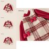 Red Top Bowknot Checkered Vest Skirt Christmas Set Children Autumn Clothing For Ages 3 To 8
