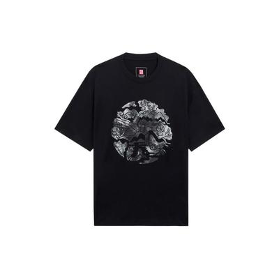 Graphic Print Loose Casual Sports Short Sleeve T-Shirt Men Tops Black AHSS167-4