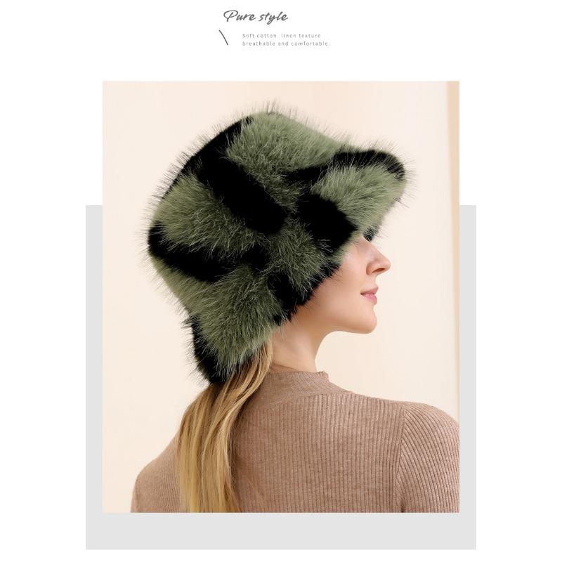 Autumn and Winter Fur Hats, Children's Zebra Patterned Fisherman Hats, Warm Plush Basin Hats