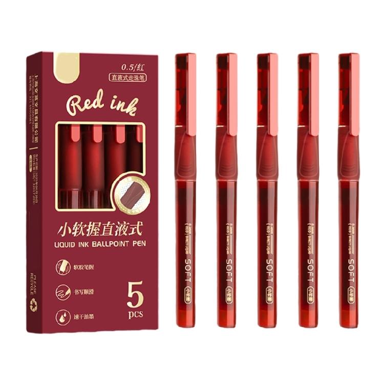 

5PCS Liquid Roller Ball Pen 0.5MM Needle Tip Quick Dry Roller Ball Pen for Writing Note Taking Journaling