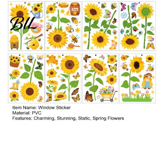 Stain-proof Window Cling 8 Sheets Spring Clings Butterfly Flower Hummingbird Decals to Prevent High-quality PVC Decal Bird Strikes Reusable