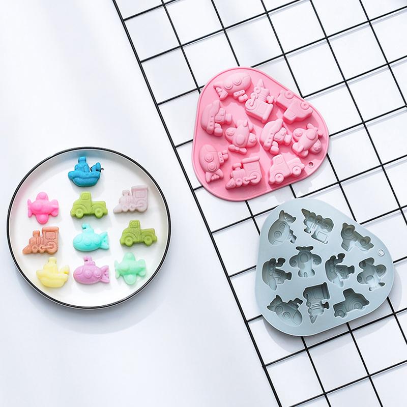 Silicone Mold Vehicles Transportation Mold Sailboat Airplane Truck Car Fondant Mold For Chocolate Jelly Candy Party Decoration