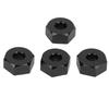 4PCS 12mm Hex Wheel Hub Mount Aluminum Alloy RC Car Hex Drive Adapter Replacement for MJX 14210 16208 Black