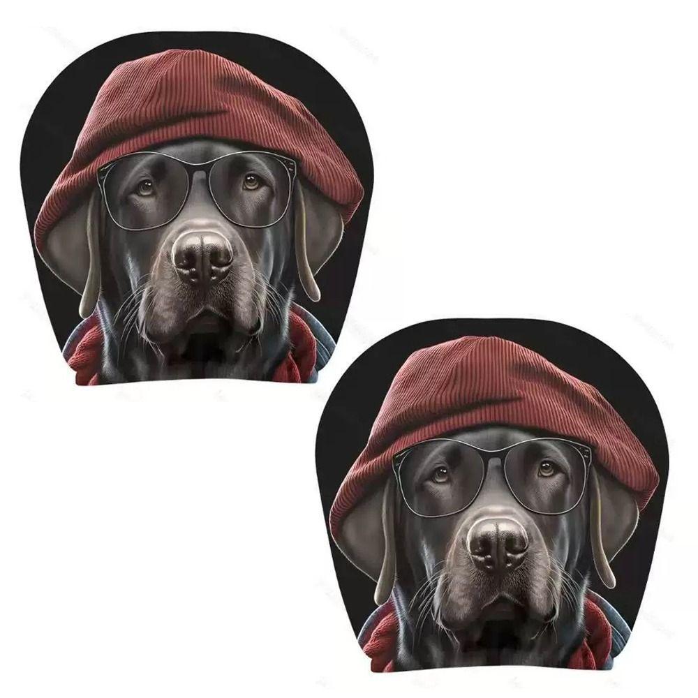 2Pcs Universal Car Seat Cover Breathable Santa Claus Car Headrest Cover Elastic Dust-proof Car Seat Headrest