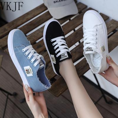 Moda 2025 Damskie Buty Casual Nowe Wiosenne Damskie Buty Modne Denim Białe Niebieskie Czarne Trampki Oddychające Damskie Trampki
