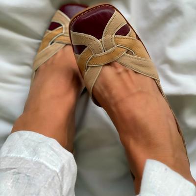 F Summer New Product Thick Heel Medium Heel Large Size Square Head Side Empty Sandals Women