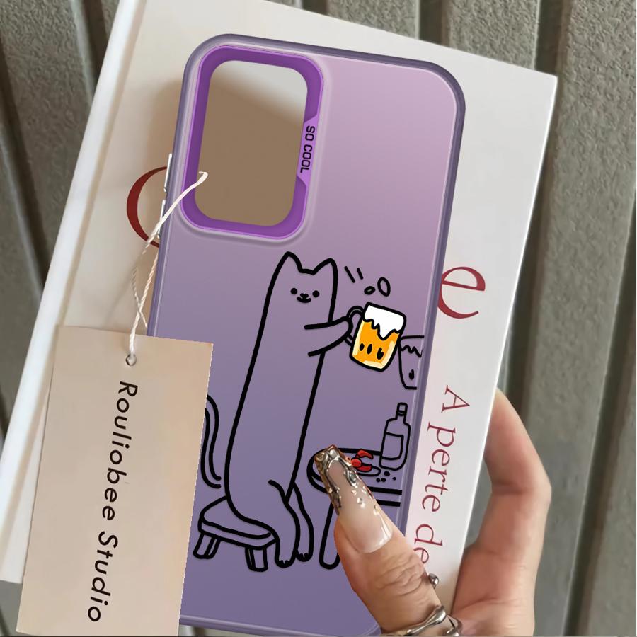 Funny Cat Clear Couple Paired Back Phone Cover Case for Samsung Galaxy A54 A72 A51 A52 A04 A05 A71 A03 A06 A07 A50 A10 A20 A56