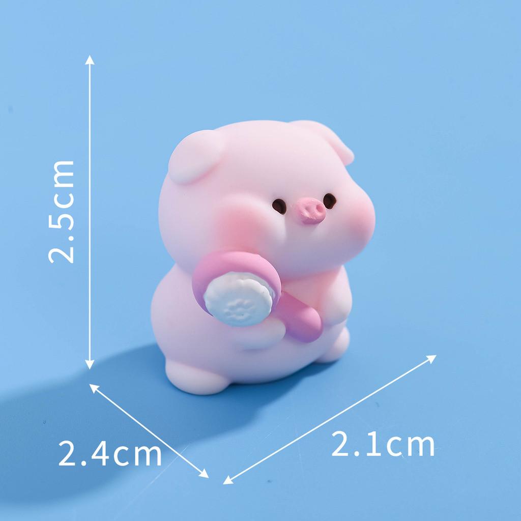 6Pcs/set Cartoon Shower Pig Miniatures Resin Animal Ornaments Moss Terrarium Micro Landscape Fairy Garden Decoration