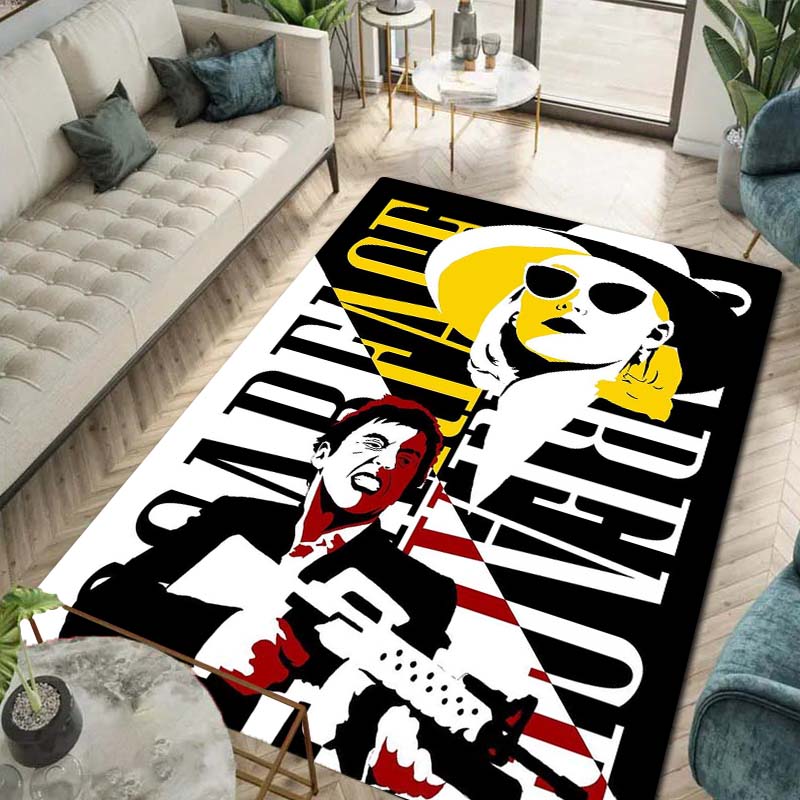 Tappeto Tappeto Movie 3D Printing Scarface Tony per Camera da Letto Soggiorno Casa Decorazione Divano, Tappetino Gioco Bambini Grande Decorazione Pavimento Regalo