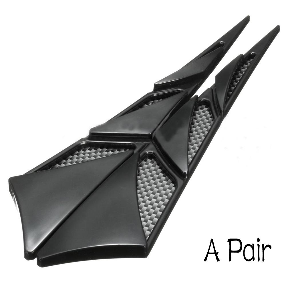 2Pcs Black Cars Auto Vehicle Tuning Air Flow Intake Scoop Bonnet Vent Cover Hood Trim Decoration Exterior Accessories Universal