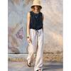Women's Summer Breathable Short Sleeveless Casual Linen Tank Top, Loose-Fitting Crop Top in Cotton-Linen Blend