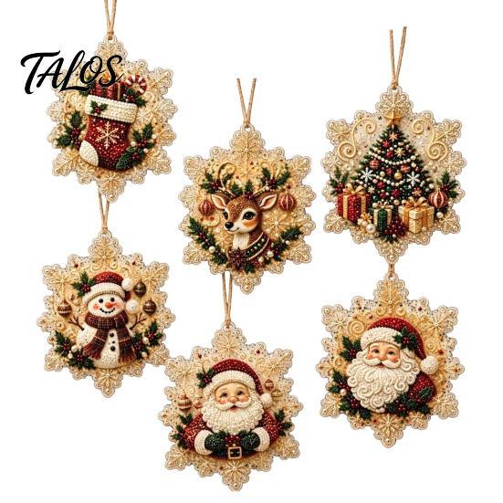 Craft Kits for Family Night 6Pcs/Set Christmas Ornaments DIY Faux Pearl Art Kit, Hanging Decorations Kit Personalized Tree with Round Charms