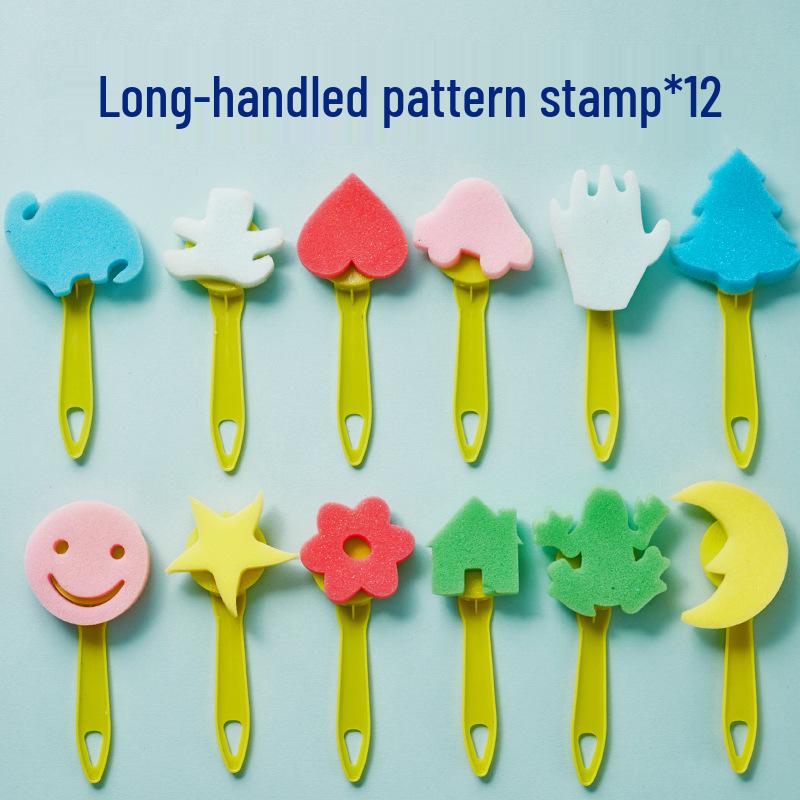 Kid's Sponge Stamp Ink Pad and Roller Set for Painting and Drawing