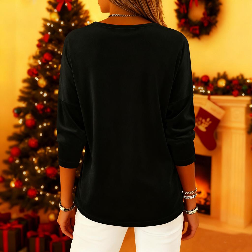 Dressy Velvet Blouses For Women Loose V Neck Long Sleeve Cocktail Party Shirts Elegant Going Out Tunic Tops