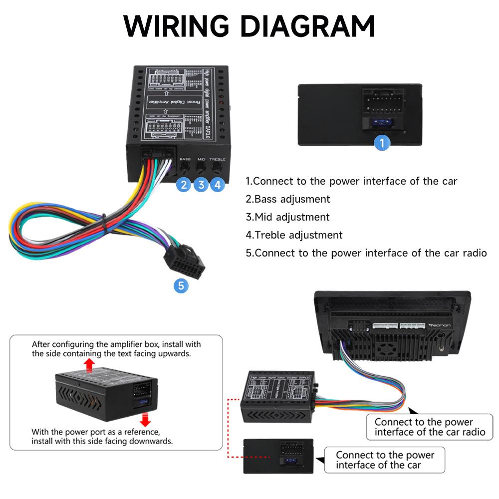 16 Pin Amplifier Box For Aftermarket Android Car Radio Stereo Navi Unit 4CH*50W