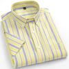 Oversized 11XL 10XL Stripe Shirt for Men Summer Short Sleeve Plus Size 155KG Casual Oxford Fabric Plaid 100% Cotton Daily Blouse