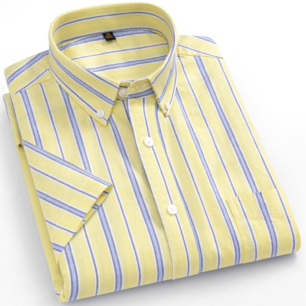 Oversized 11XL 10XL Stripe Shirt for Men Summer Short Sleeve Plus Size 155KG Casual Oxford Fabric Plaid 100% Cotton Daily Blouse