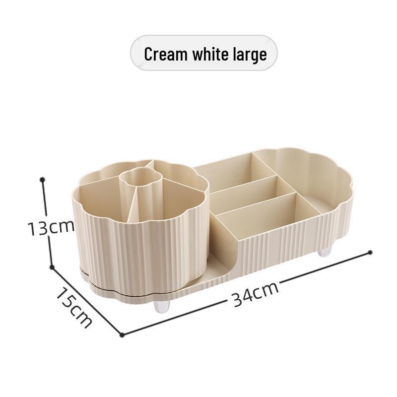 Rotating Cosmetic Organizer: Large Capacity Desk Storage & Lipstick Holder with Brush Compartments.