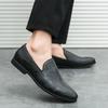 Men Loafers Leather Shoes Formal Business Flats Slip On Shoes Wedding Dress Prom Black Shoes Large Size