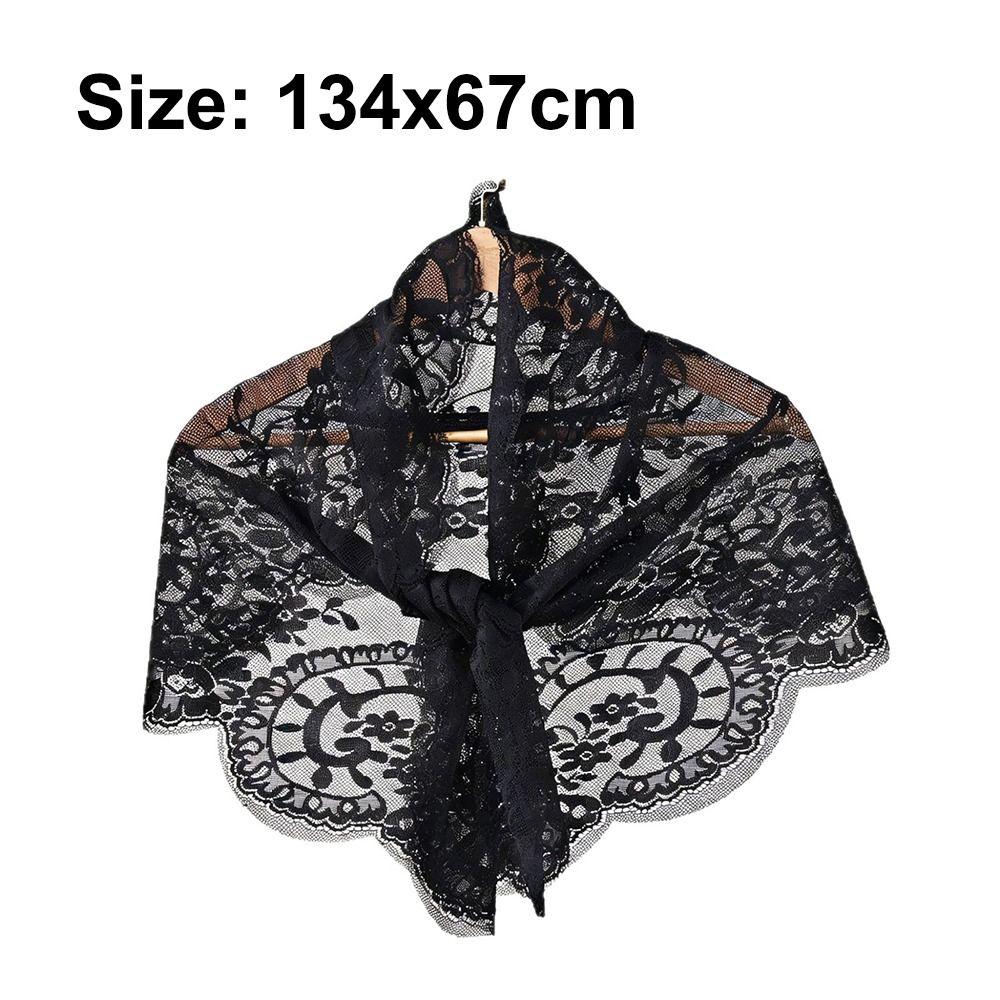Cute Lace Flower Shawl Thin Bandanas for Women Fashion Sweet Headscarf Shawl  Pastoral Style