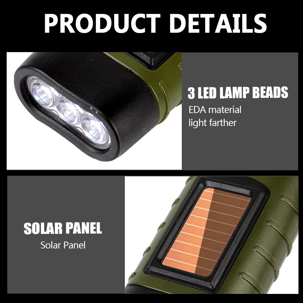 Hand Crank Dynamo Traditional Design for Outdoor Camping Mountaineering LED Flashlight Portable Torch Lantern Solar Power Tent Light