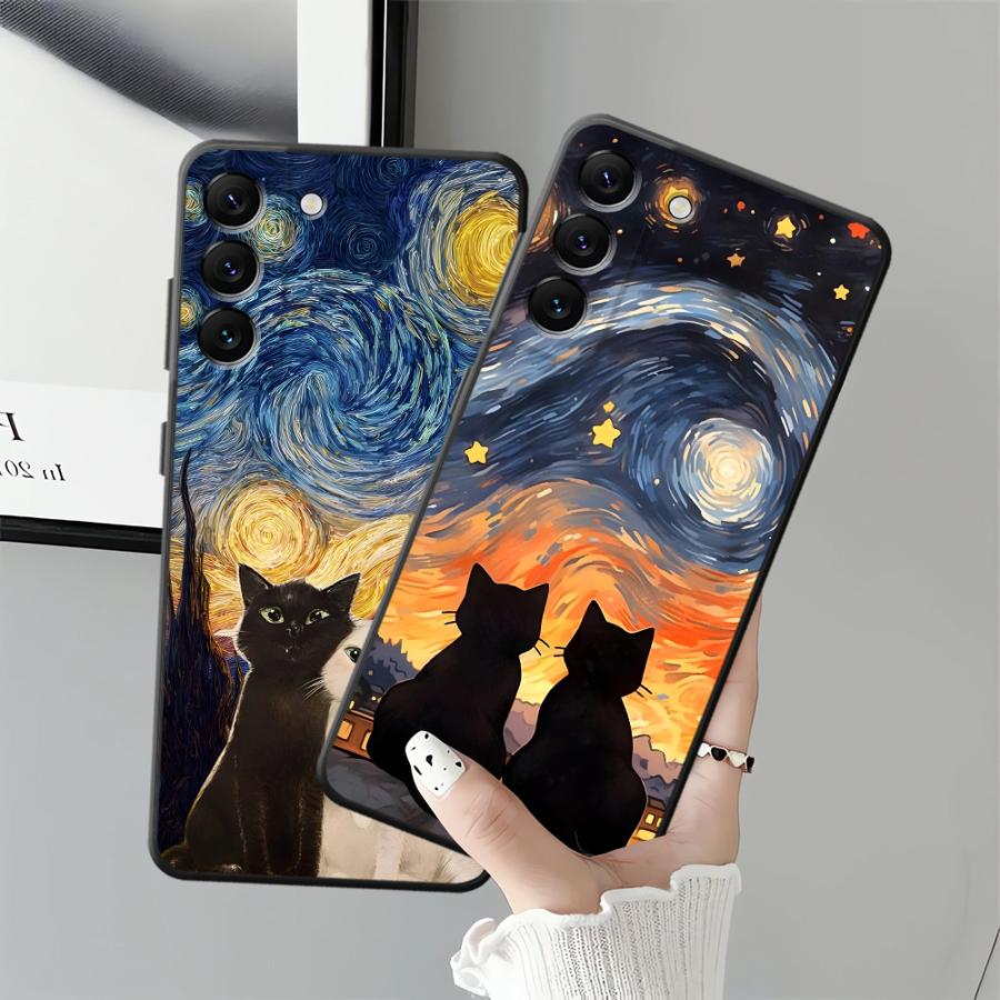Cartoon Niedliche Katze Handyhülle für Samsung Galaxy A37 A57 A15 A05 A53 A17 A23 A55 A52 A36 A73 A51 A06 A25 A16 A50 A13 A41 A70