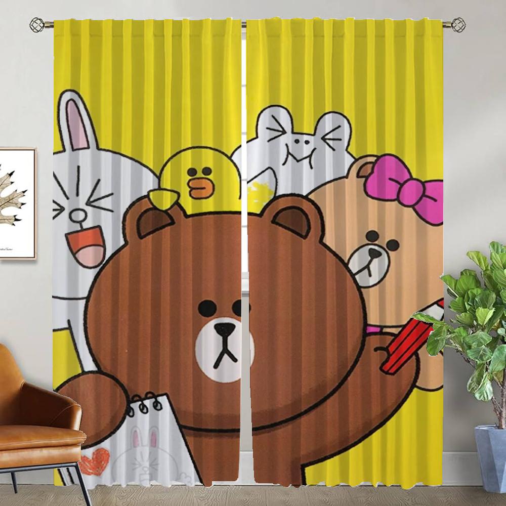 

L-line Friends Kitchen Curtains for Living Room Partition Blackout Curtain Tulle for Bedroom Home Interior Curtains 2 Pieces W50xH70cmx2pcs-CL