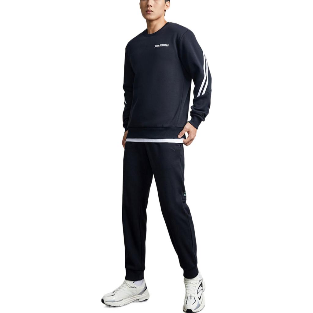 Anta Solid Print Elastic Waistband Sports Pants Men Bottoms Black 152247304-3
