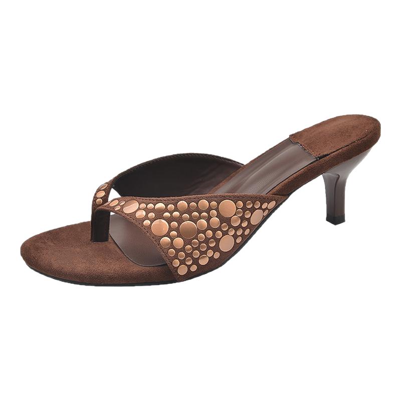 Designer Vintage Summer Clip Toe Women Slippers Fashion Low Heels Party Pumps Slide Shoes Sexy Flip Flop