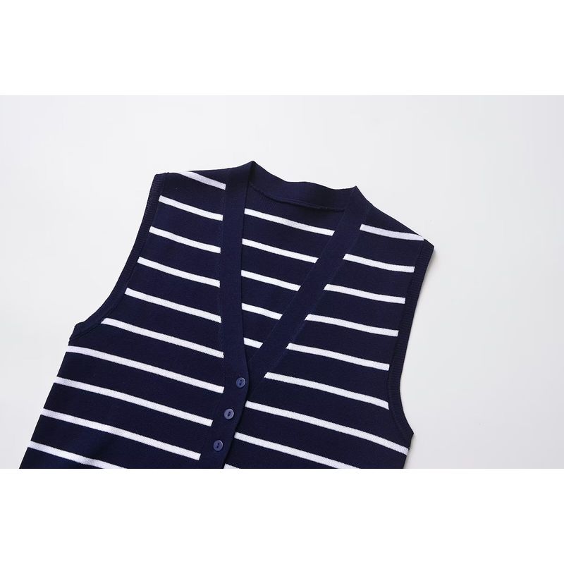 Kaslead New Arrival Women's Clothing Fashion Style Stylish Simple and Versatile Casual Stripes Vest Jacket 3519032