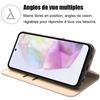 Coque de protection - BOOLING - pour Samsung Galaxy A35 5G - Cuir Synthétique - Doré - avec 2 Verres trempés